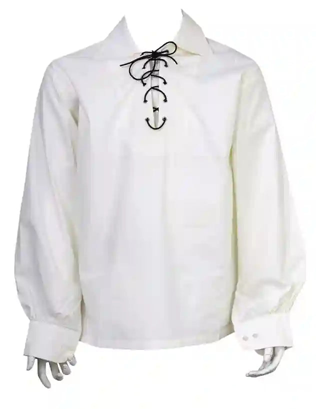Scottish Men's Cream Jacobite Ghillie Kilt Shirt