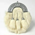 Chrome Plain Cantle Full Dress Celtic Sporran Off-White Rabbit Fur Cap Tassels