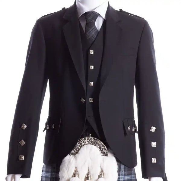Black Formal Argyll Kilt Jacket and Vest
