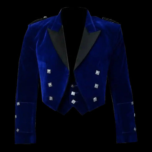 Blue Velvet Prince Charlie Jacket and Waistcoat