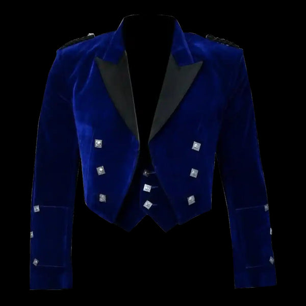 Blue Velvet Prince Charlie Jacket and Waistcoat