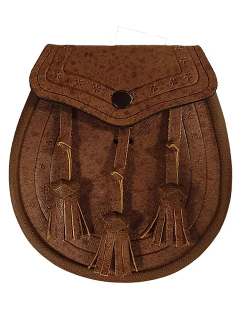 Brown Tan Embossed Leather Sporran