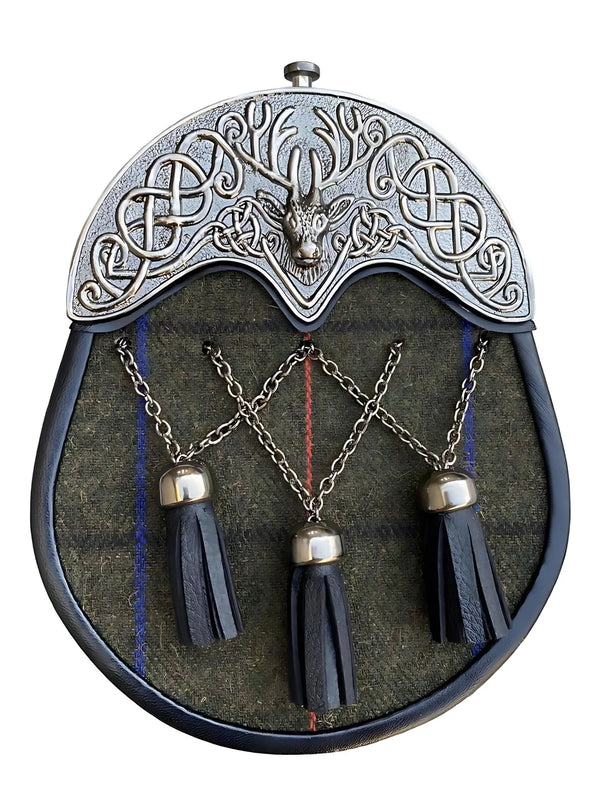 Brown Wool Sporran With Deer Cantle