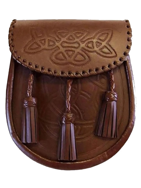 Brown Celtic Embossed Leather Sporran
