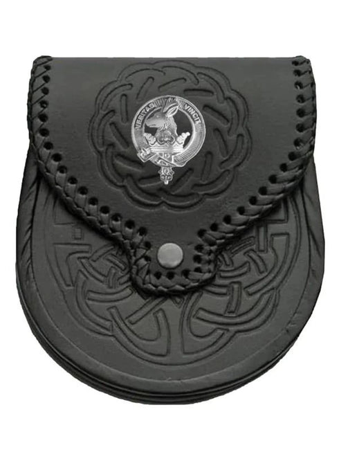 Clan Crest Badge Leather Sporran
