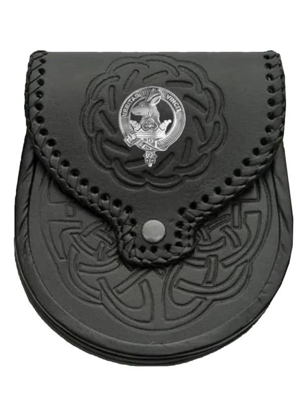 Clan Crest Badge Leather Sporran
