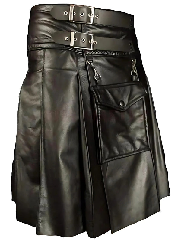 Classic Black Leather Kilt