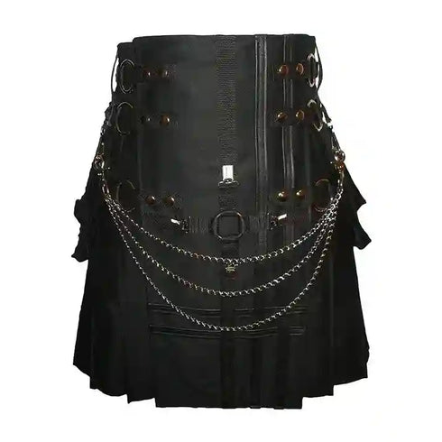 Utility Kilt Cross Gothic Cargo Pockets Modern Gothic Fashion Kilt Active Men