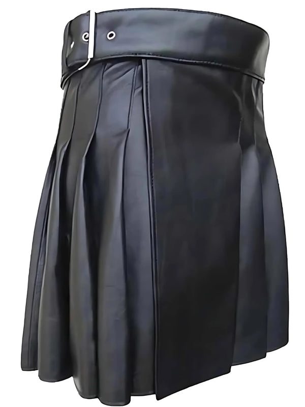 Genuine Black Leather Kilt