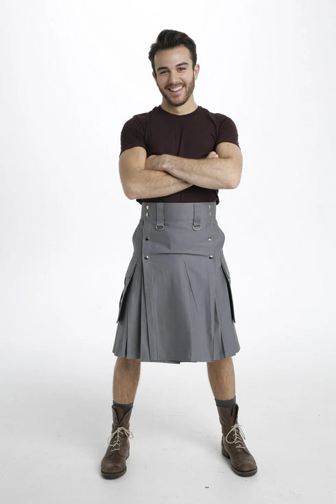 Gray Utility Kilt with Pockets