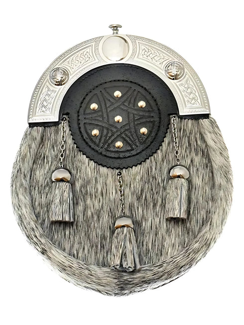 Grey Bovine Studded Button Full Dress Sporran