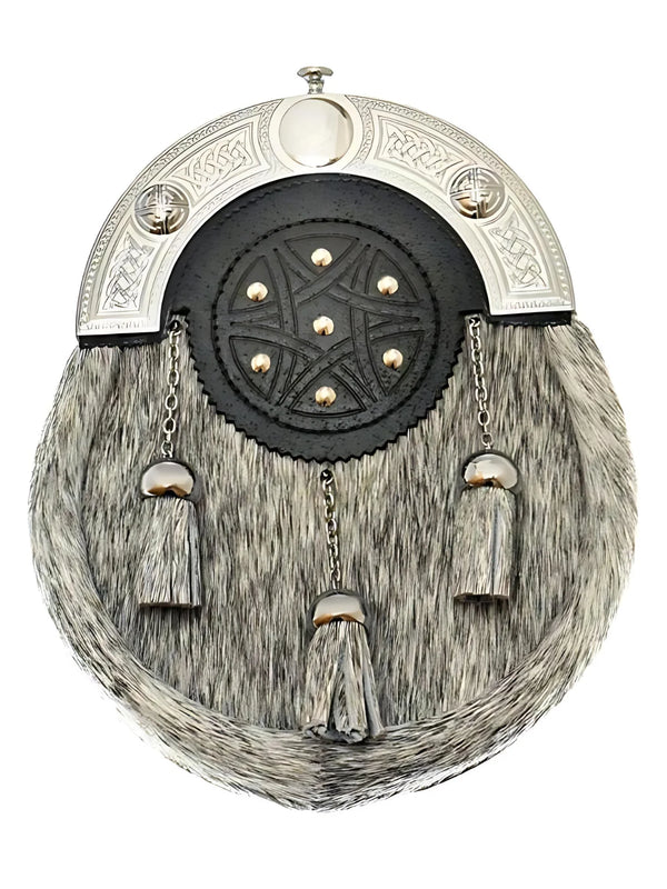 Grey Bovine Studded Button Full Dress Sporran