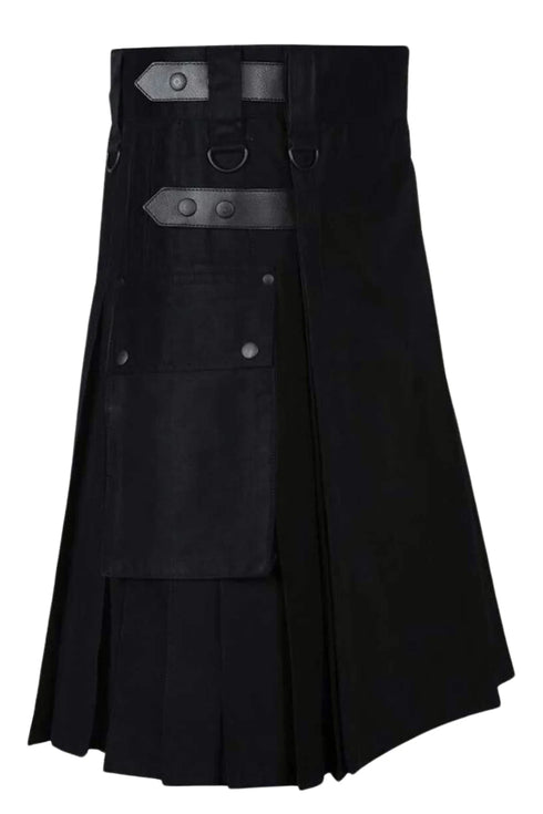 Lautreamont Men Black Utility Kilt