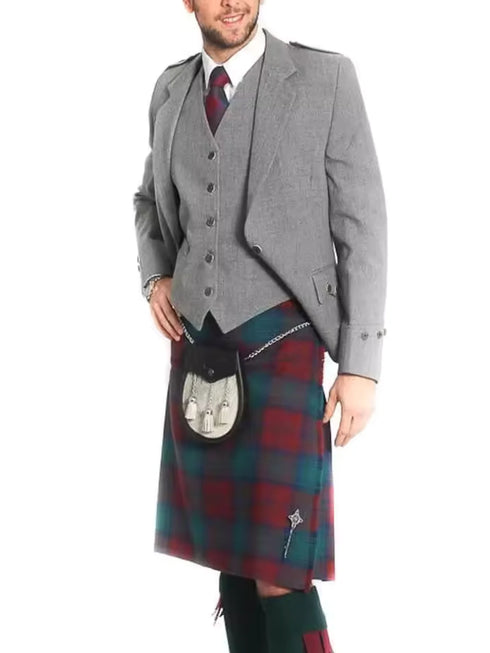 Light Grey Tweed Kilt Jacket and Waistcoat