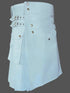 Mens White Cotton Utility Kilt