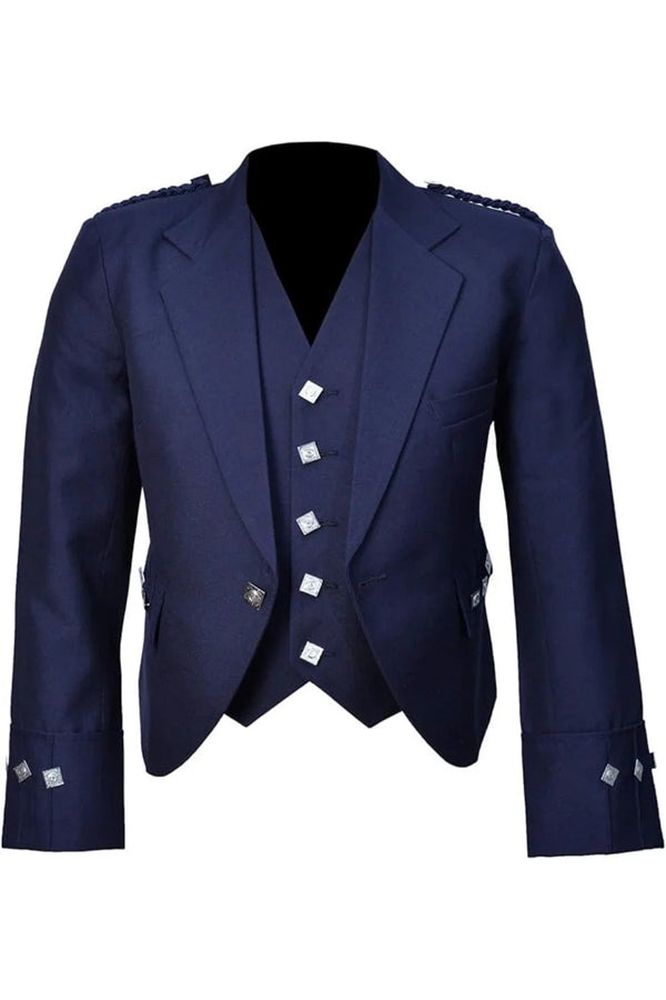 Custom Order 46 Chest and 44 Waist Navy Blue Argyle Kilt Jacket