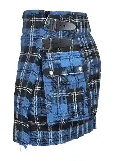 New Ladies Ramsey Blue Tartan Skirt Kilt With Pockets Custom Waist and Lengths 16'',18'',20''
