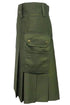 Olive Green Cotton Utility Kilt for Men