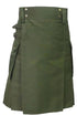 Olive Green Cotton Utility Kilt for Men
