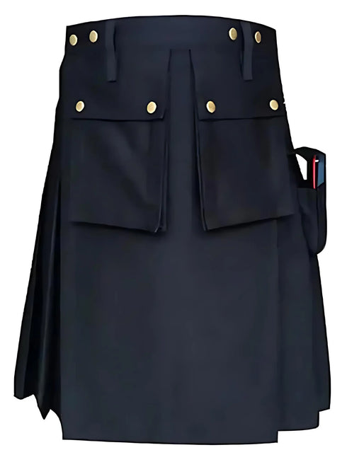 Plain Black Utility Kilt