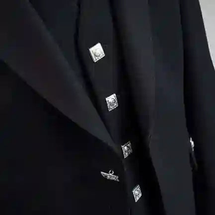 Ex-Hire Argyle Kilt Jacket and Vest - Black Wool