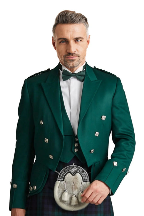 Green Prince Charlie Kilt Jacket and Waistcoat