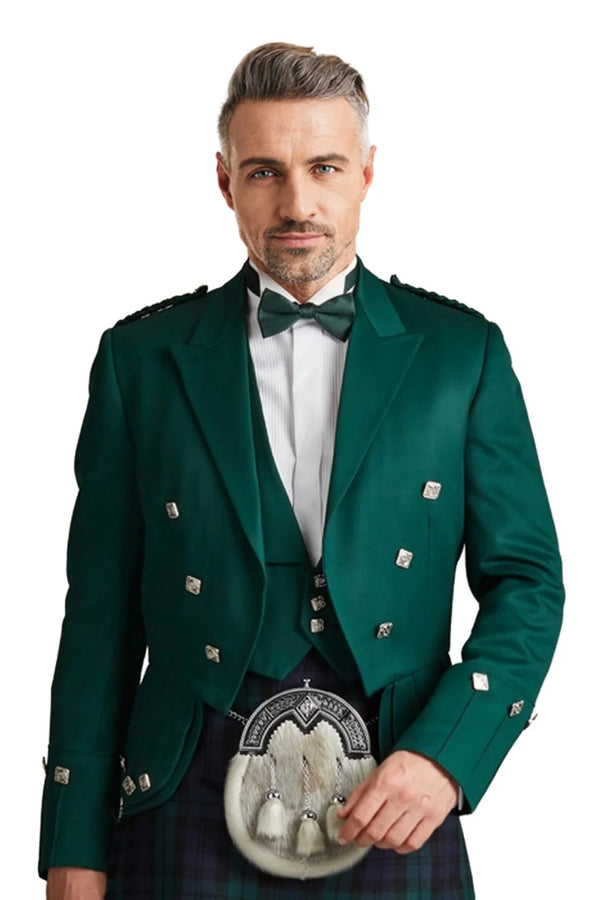 Green Prince Charlie Kilt Jacket and Waistcoat
