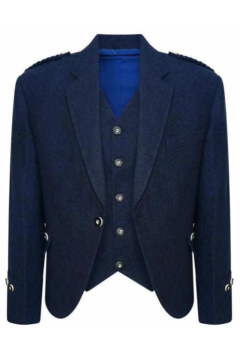 Blue Tweed Crail Kilt Jacket and Waistcoat