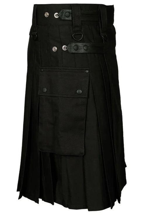 Black Cargo Utility Kilt
