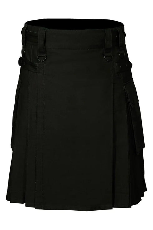 Black Cargo Utility Kilt