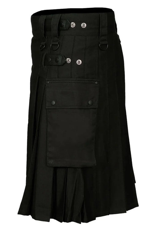 Black Cargo Utility Kilt
