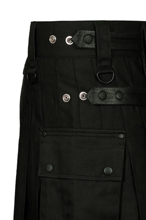Black Cargo Utility Kilt