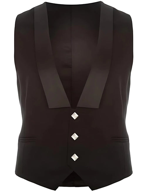 Men's Scottish Black Prince Charlie Kilt Waistcoat