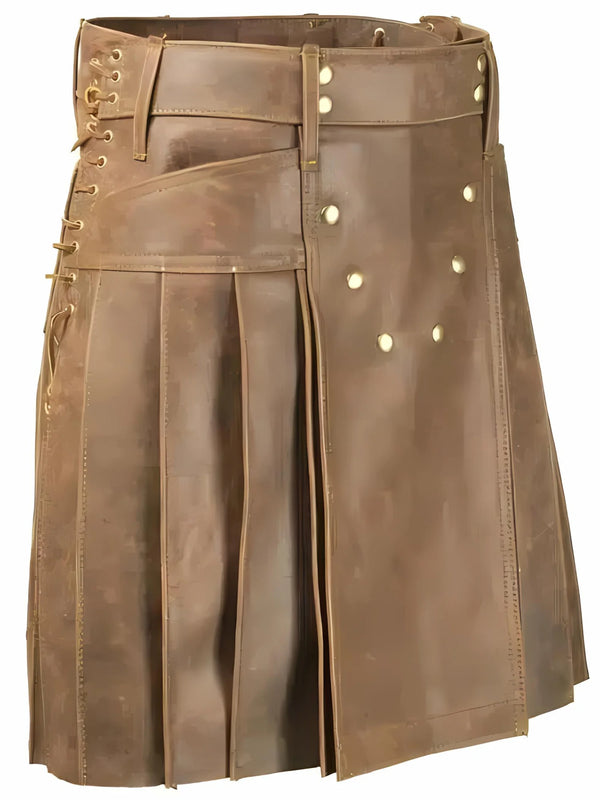 Brown Vintage Leather Kilt