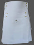 Mens White Cotton Utility Kilt
