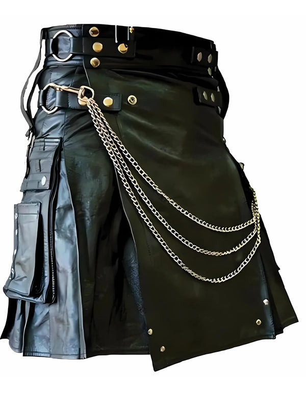 Black Leather Gothic Kilt
