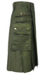 Olive Green Cotton Utility Kilt for Men