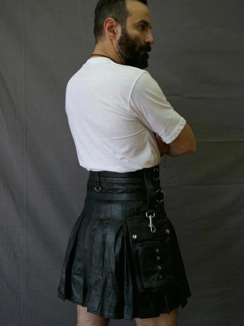 Vintage Party Leather Kilt for Sexy Men