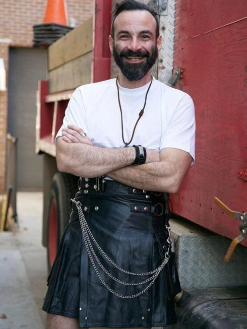Vintage Party Leather Kilt for Sexy Men