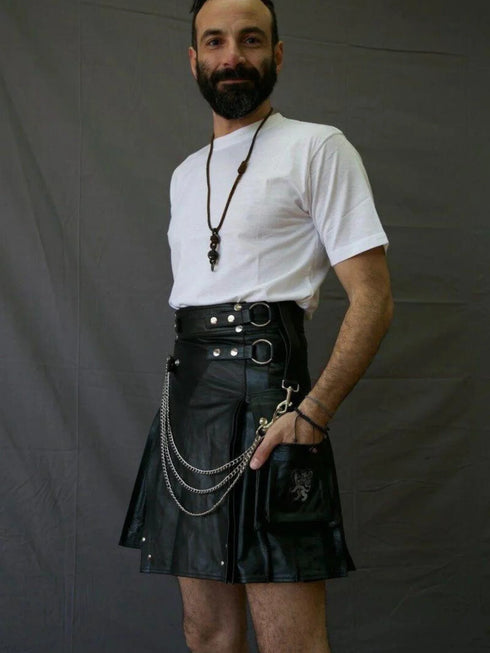 Vintage Party Leather Kilt for Sexy Men