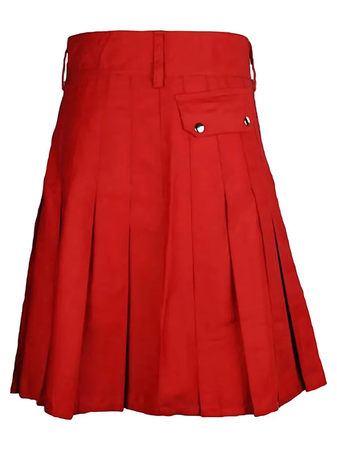 Red Cotton Utility Kilt