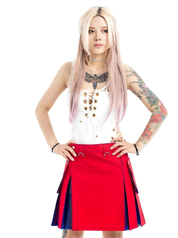 Stylish Hybrid Kilt With Net Pleats