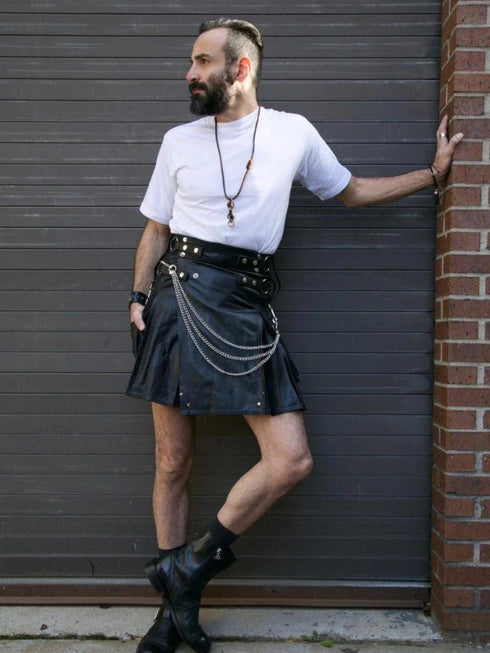 Vintage Party Leather Kilt for Sexy Men