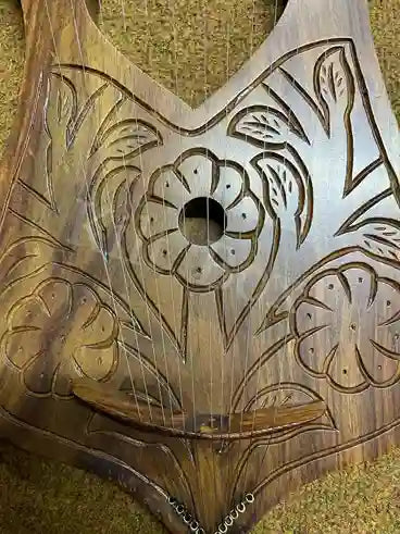 Handmade Love Lyre Harp New Wooden Rosewood 12 Metal Strings Hand Engraved With Bag + Tuning Key Fast Shipping