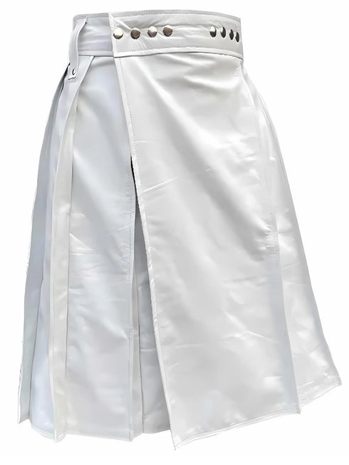 White Leather Kilt for Men
