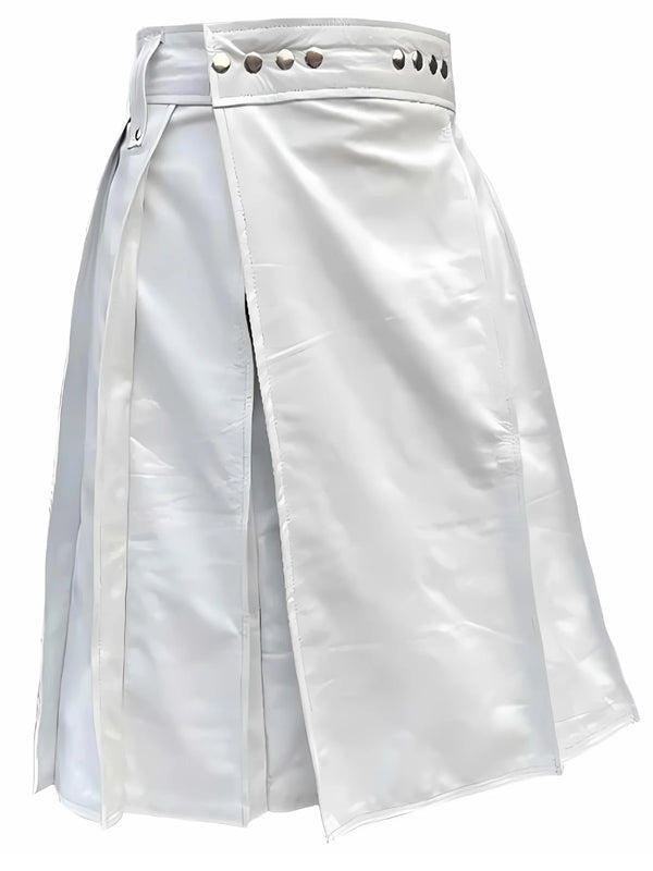 White Leather Kilt for Men