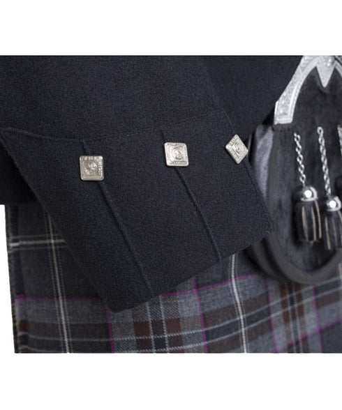 Scottish Argyle Black Kilt Jacket & Waistcoat – Premium Serge Wool Highland Wear