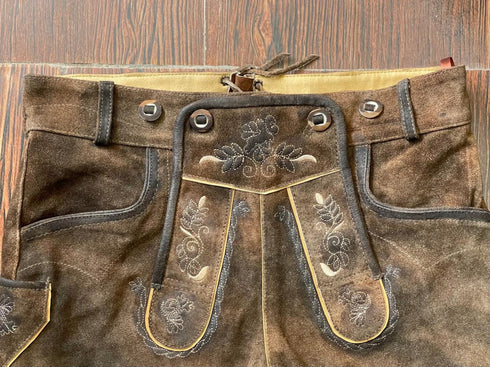 Traditional Bavarian Lederhosen Genuine German Oktoberfest Attire for Men Real Leather Trachten Shorts | Short Brown Trachten Lederhosen