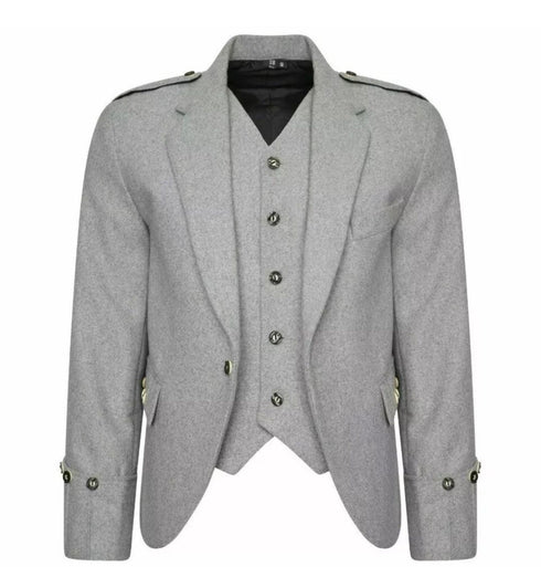 Light Grey Argyle Kilt Jacket and Waistcoat
