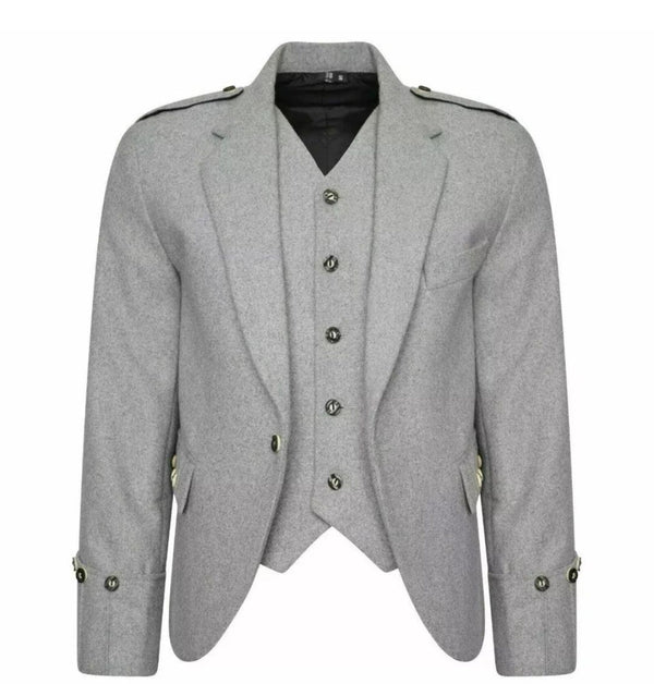 Light Grey Argyle Kilt Jacket and Waistcoat